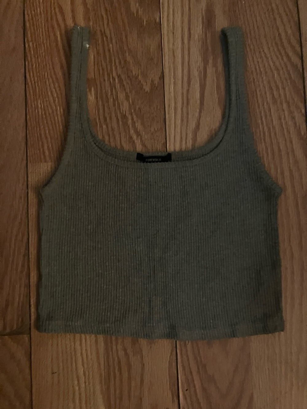 Forever 21 Olive Ribbed Cropped Tank